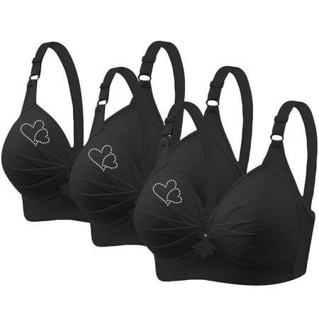 Fashion Sports Bra for Women 3pc High Support Bras for Women Comfortable No Underwire Sports Bra with Adjustable Strap Womens Breathable Soft V-Neck Bras Daily Bra Black XS