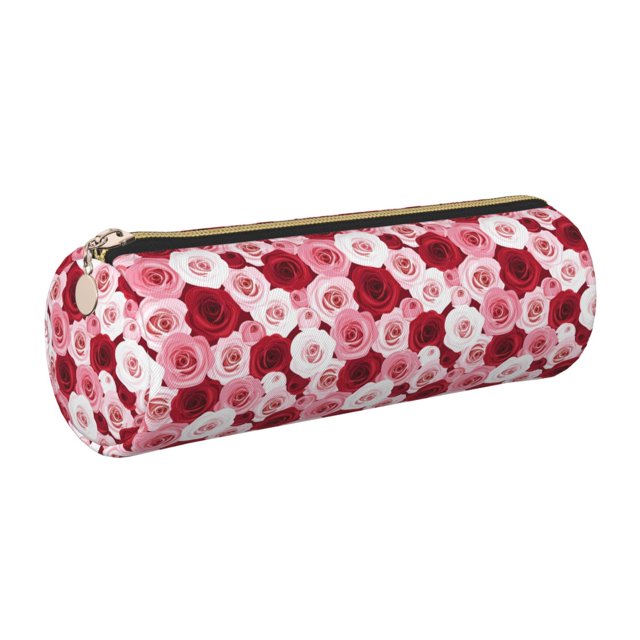 Disketp Rose Estuche Organizador de Lápices de Cuero, Estuche de Oficina con Cremallera para Bolígrafo y Lápiz