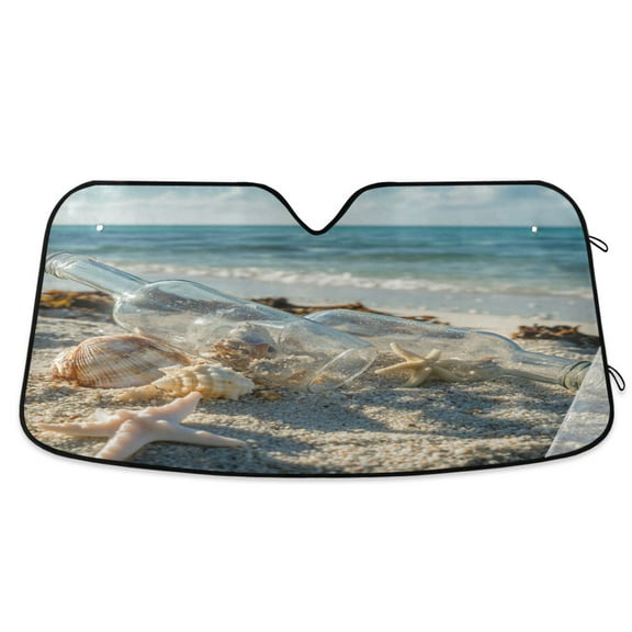 Qxltty Transparent Broken Drift Bottle Car Windshield Sunshades Foldable UV Rays Sun Visor Protector Keep Your Vehicle Cool 53×23.5in