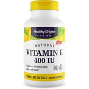 Healthy Origins Vitamin E 400 IU (Natural, Non-GMO, Gluten Free, Skin Support, Cardiovascular Support), 180 Softgels