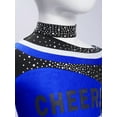 thumbnail image 4 of TiaoBug Cheerleading Outfits for Kids Girls Long Sleeve Mock Neck Rhinestones Cheer Top with Mini Skirt Set Blue 8, 4 of 7