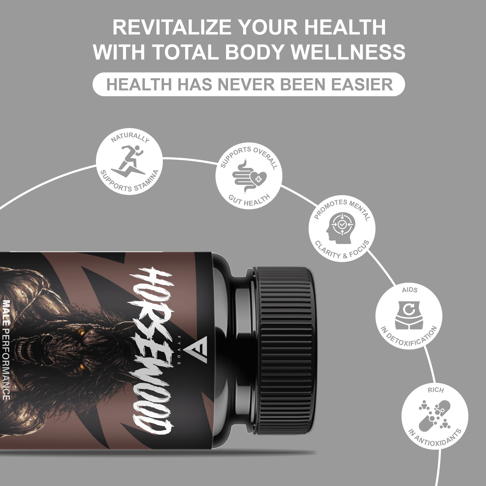 (5 Pack) Horsewood Male Support Supplement, Horse Wood Male Pills (300 Capsules)
