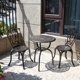 thumbnail image 1 of Juego de bistró de 3 piezas para patio y exteriores, mobiliario de aluminio fundido antioxidante con mesa para jardín, parque o porche delantero (blanco nuevo), 1 of 4