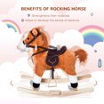 thumbnail image 3 of Qaba Kids Plush Toy Rocking Horse Ride on with Realistic Sounds -  Brown, 3 of 9