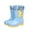 Blue, variant on Kids Dinosaur Print Rain Boots with Plush Lined Waterproof Non-Slip Rubber Shoes for Boys Girls Outdoor Play Home Garden Fun Footwear