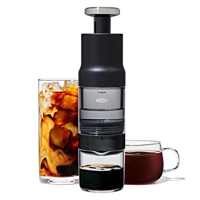 OXO Brew Rapid Brewer - Cafetera portátil, rápida manual caliente y fría, pequeña cafetera de mano, cafetera compacta de viaje