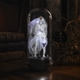 thumbnail image 3 of Miwamany Halloween Skeleton Cloche Dome Light, Red Eyes Glowing Tabletop Decor, Spooky Figurine with Gauze for Home Party Shelf Display Ornament, 3 of 4