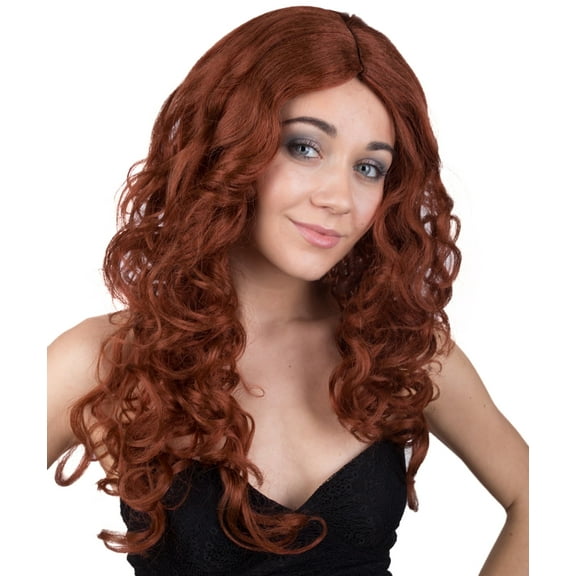 Women's Auburn Long Curly Wig – Synthetic Costume Hair for Cosplay & Halloween Events
