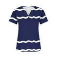 thumbnail image 4 of QATAINLAV Henley Shirts for Women 2025 Fashion Stripe Print Tunic Blouses Button Down V Neck Causal Tops Summer Short Sleeve Pleated Shirt Blue S Sales of The Day, 4 of 6