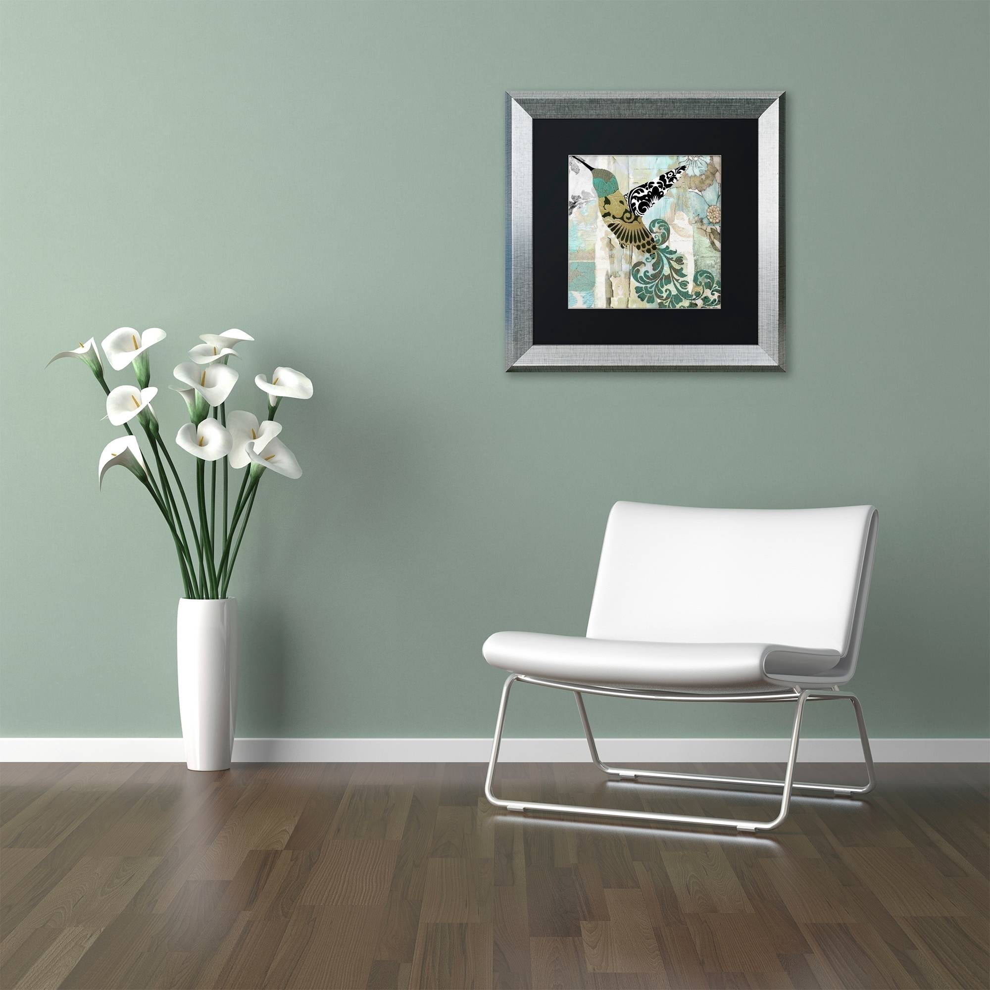 Trademark Fine Art "Hummingbird Batik II" Canvas Art by Color Bakery Black Matte, Silver Frame