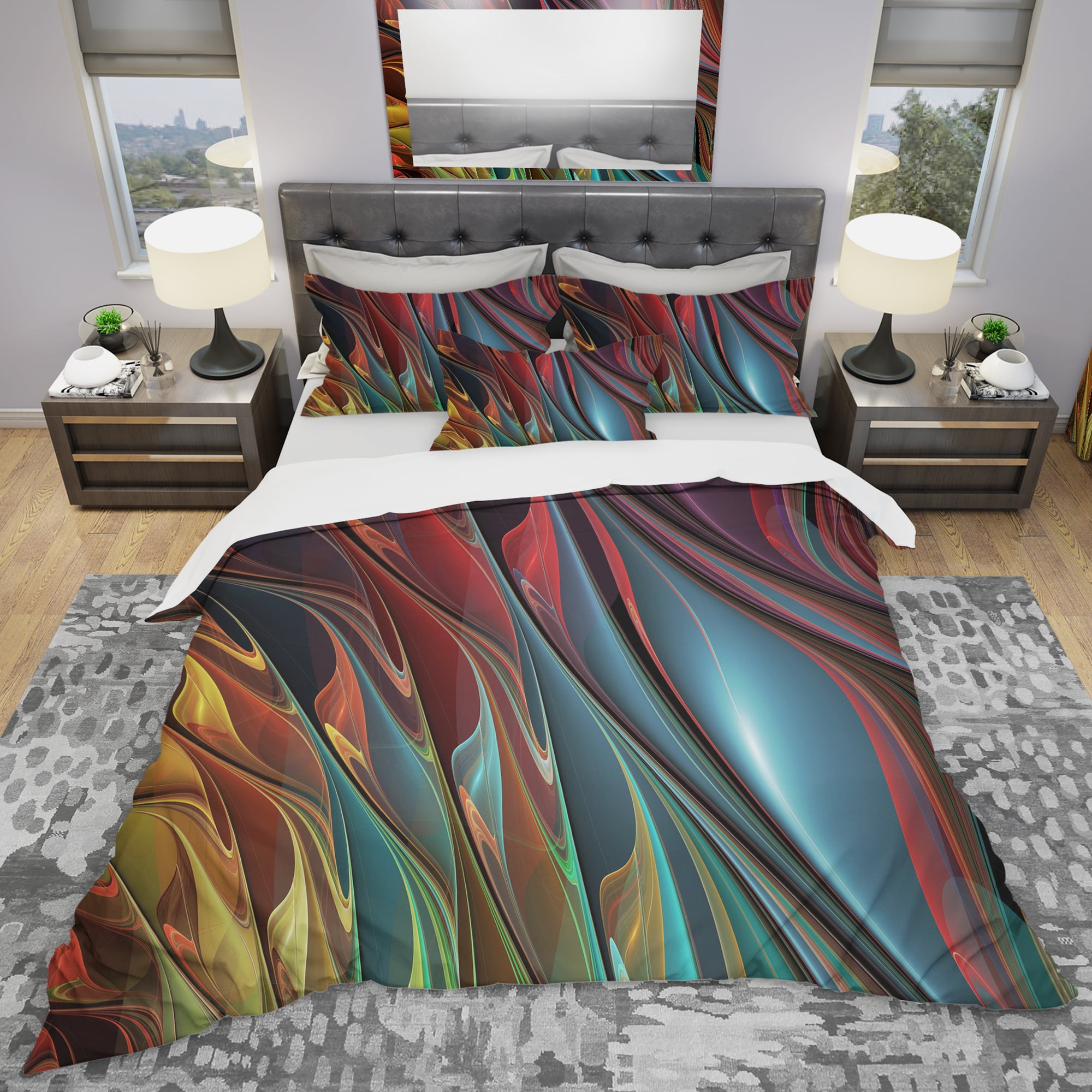 Designart 'Leaves of Color' Modern & Contemporary Duvet Cover Set
