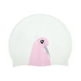 thumbnail image 1 of Gorro de natación de silicona impermeable de dibujos animados de Unique Bargains 7.87"x9.45" 1 Pc Blanco Rosa [León Marino], 1 of 5