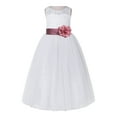 thumbnail image 2 of Ekidsbridal Girl Bridesmaid Flower Girl Dress - White Lace Dress with Keyhole Back 178T-A (Size: 2-12), 2 of 3