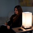 thumbnail image 5 of Kira Home Lucerna 13" LED TOUCH Table Lamp, Nightstand Lamp for Bedroom, White Fabric Shade + Oil Rubbed Bronze, 5 of 7