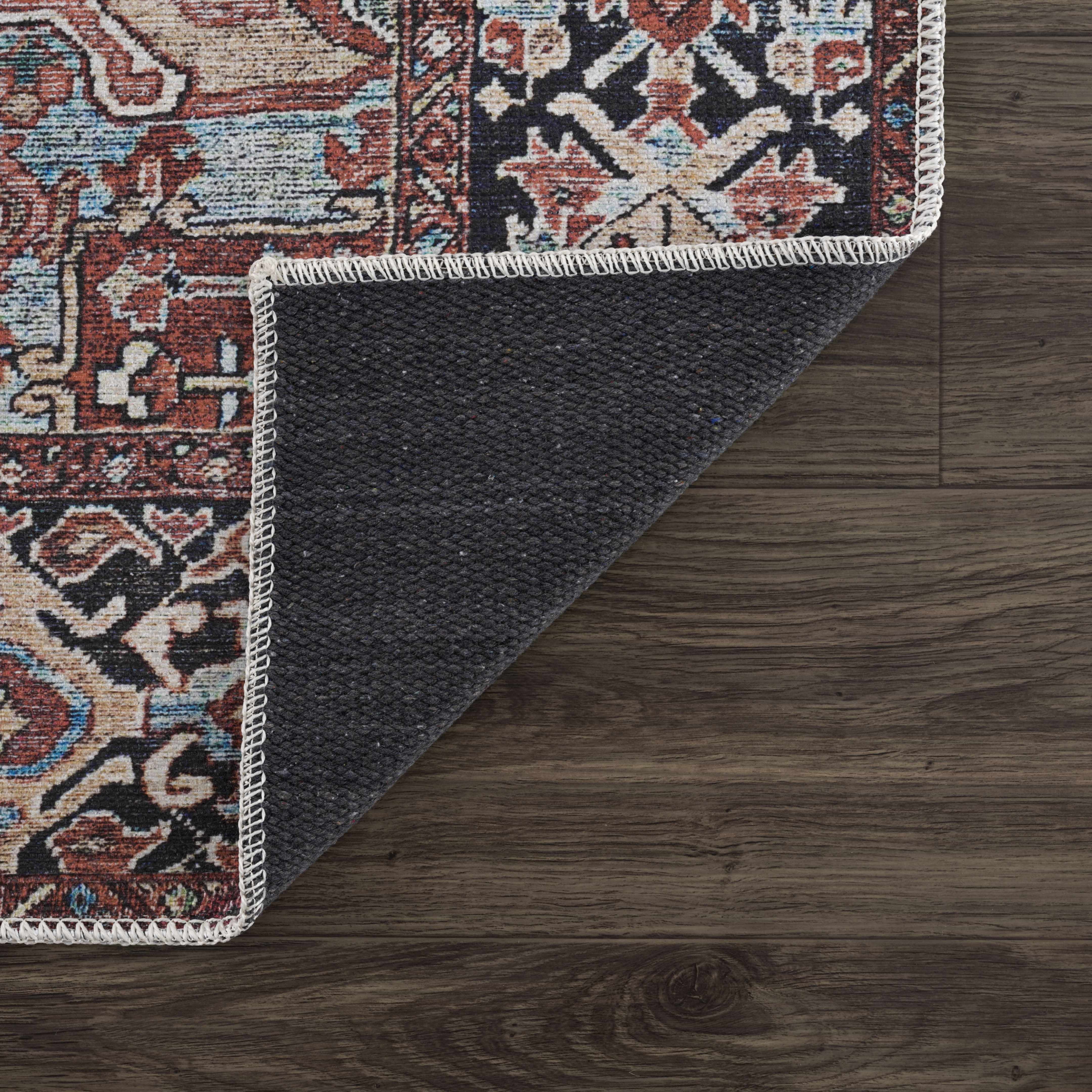 BoutiqueRugs Neyland Washable Runner Rug - Bright Red, Navy, Peach - 2'6" x 7'6" Runner