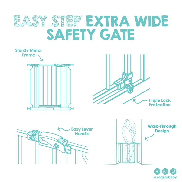 Regalo Easy Step 49-Inch Extra Wide Baby Safety Gate, White