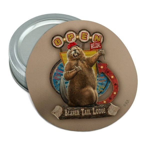 Beaver Tail Lodge Open Cabin Welcome Round Rubber Non-Slip Jar Gripper Lid Opener