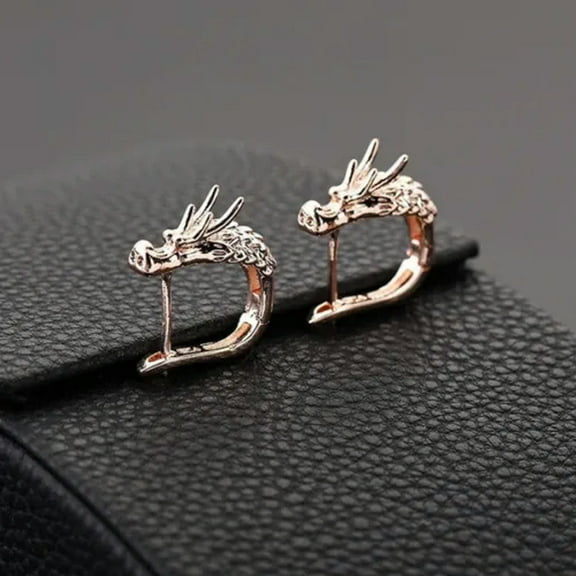 QQTDFG 925 Silver Gold Hollow Dragon Hoop Earrings for Women Wedding Party Jewelry Gift-Rose Gold