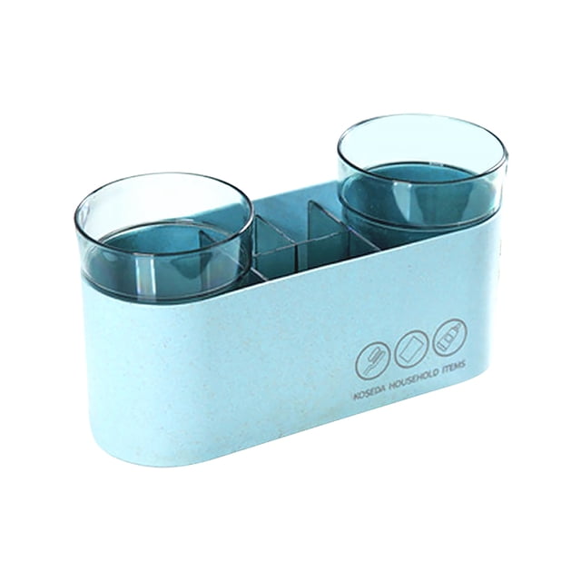 Conjunto de titulares de cepillos de cepillo de trigo Organizador de paja Copa de baño Encimera de baño Decoración de dientes Pasta de dientes Hogar para apartamento azul tipo 2 Vogacara HA028156-04