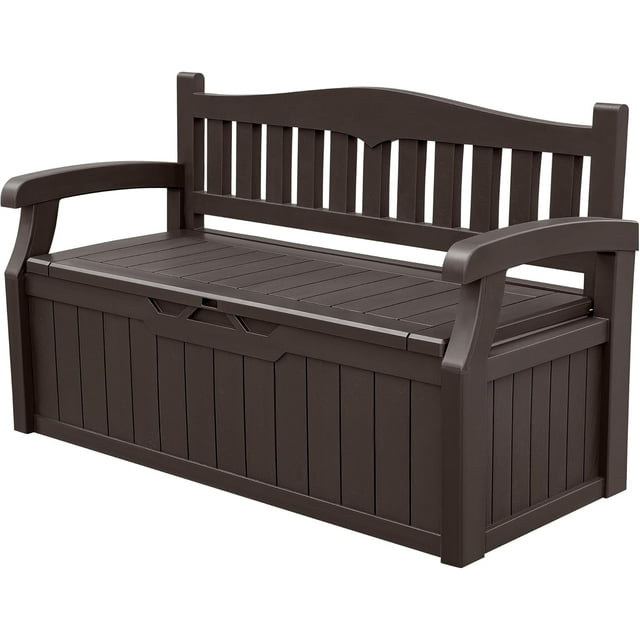 Homall 80 Gallon Storage Bench Outdoor Indoor, Durable All-Weather Seating with Hidden Storage, Lockable Deck Box for Garden, Patio, Poolside,Brown