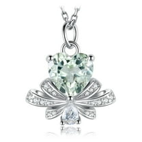 Jewelrypalace Love Bow 2.2ct Heart Shape Genuine Green Amethyst Pendant 925 Sterling Silver