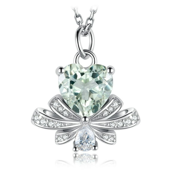 Jewelrypalace Love Bow 2.2ct Heart Shape Genuine Green Amethyst Pendant 925 Sterling Silver
