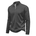 thumbnail image 2 of Qwertyu Men's Quarter Zip Up Pullover Mock Neck Long Sleeve Sweatshirt for Men Waffle Knit Casual Half Zipper Pullover Men Dark Gray M, 2 of 7