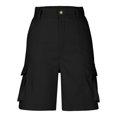 thumbnail image 4 of hotojiny Cargo Shorts for Women Fashion Button Mid Waist Hiking Shorts Lightweight Wide Leg Pockets Shorts Summer Clothes, 4 of 7