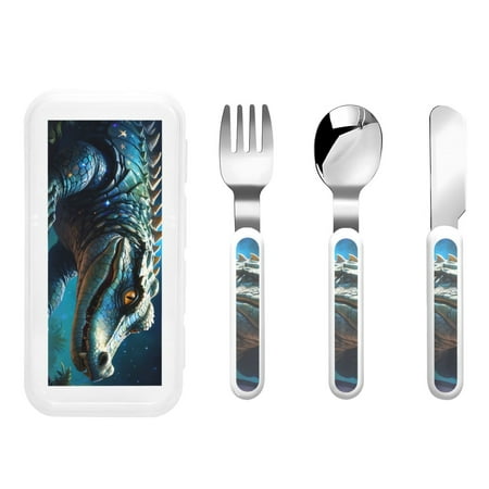 

Rateoe Starry Sky Colorful Crocodile A for Stainless Steel Kids Silverware Set - Child and Toddler Safe Flatware - Children s Knife Fork And Spoon Set