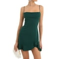 thumbnail image 1 of Gupgi Women Ruffle Mini Dress Solid Color Spaghetti Strap Cross Backless Bodycon Dresses Clubwear, 1 of 9
