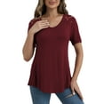 thumbnail image 2 of VERABENDI Women's Plus Size Tops Summer Short Sleeve Lace Trim Shoulder Tunic Blouses,M-4XL, 2 of 7