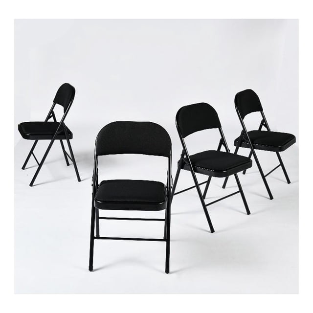 Pemberly Row Ensemble de 4 Chaises Pliantes Siège Rembourré Métal Noir
