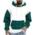 thumbnail image 2 of gbyLJF Hoodies for Men Drawstring Checkered Printed Hooded Sweatshirt Long Sleeve Flannel Shirts Men Apparel Pullover with Pocket, 2 of 5