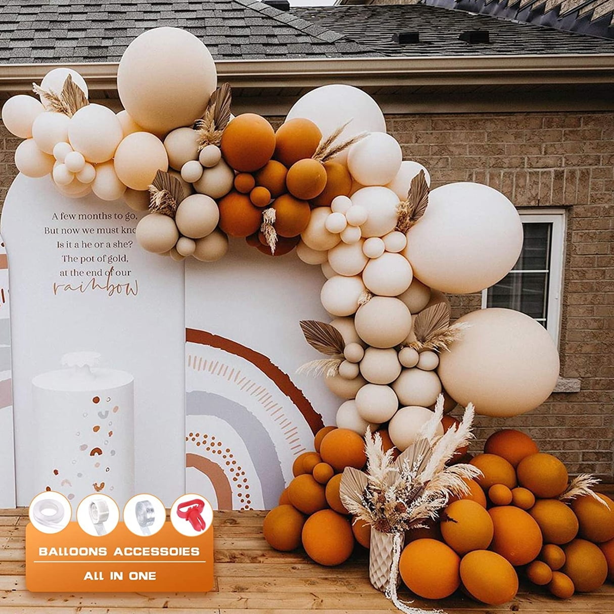 YANSION Balloon Arch Kit, Retro Orange Balloon Garland Kit with Retro ...