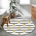 thumbnail image 3 of Pineapple Round Area Rug 3Ft Washable Small Circle Rugs for Kitchen Entryway, Modern Abstract Yellow Fruits Stripes Non-Slip Carpet Floor Mats Indoor Outdoor Carpet Runner Aesthetic Home Decor, 3 of 8