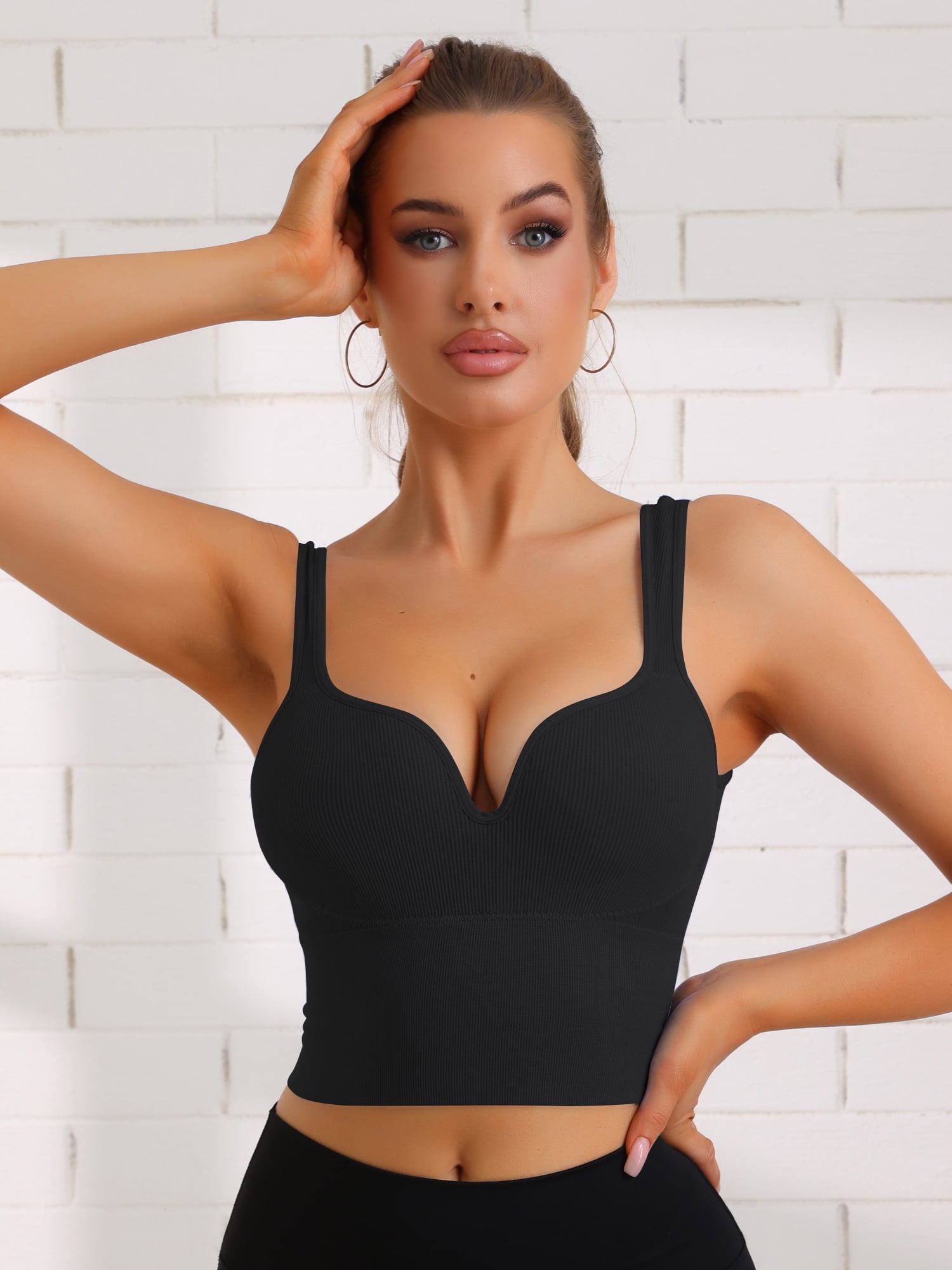 DARING DIVA WireFree Sports Bra Camisole Push-Up Underwear 2XL Black