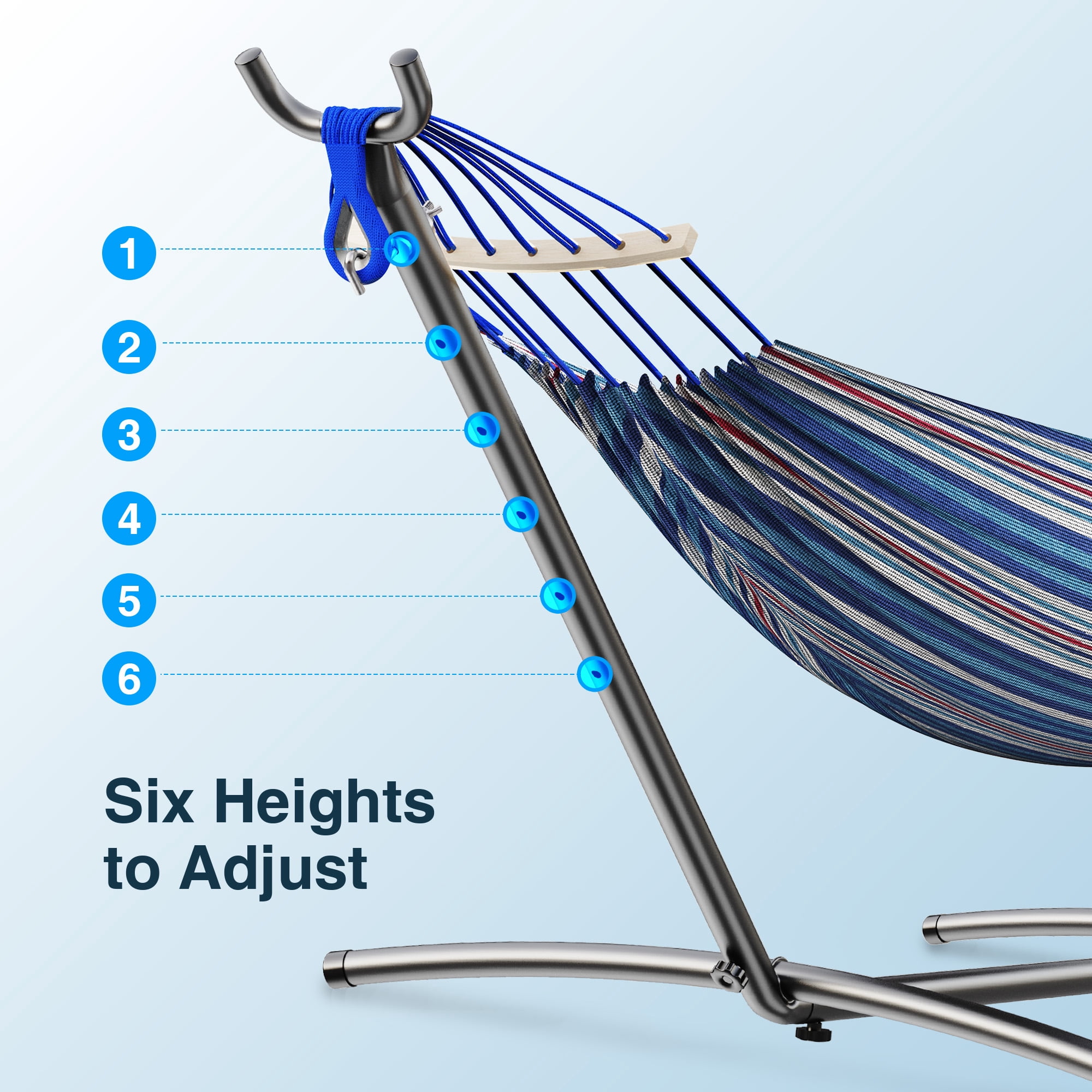 KEESTP Comfortable 2 Person Hammock with Stand,Portable Detachable Brazilian Hammock,450lb Capacity - Fine Blue