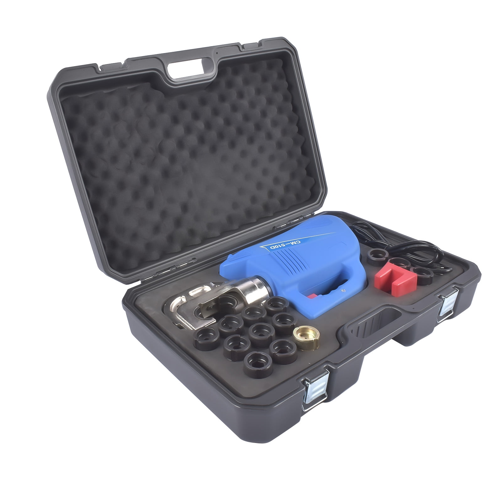 Mustrod 110V 12 Ton Electric Cable Lug Crimper Hydraulic Cable Wire Crimping Tool w/13 Molds 8AWG-600MCM