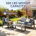 thumbnail image 4 of Aluminum Patio Furniture Set,4 Seat Outdoor Conversation Set with Thick Cushions and Coffee Table,Modern Metal Patio Sofa Set Gray, 4 of 8