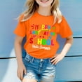 thumbnail image 2 of MIXUE Kids Girls Tops & T-Shirts Summer Back To School Letter Print Round Neck Short Sleeve Loose Casual Tshirts Streetwear,Orange,8-9 Years, 2 of 4