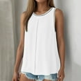 thumbnail image 2 of Women's Summer Tank Tops 2025 Pleated Crew Neck Tanks Double Layer Ruffle Tunic Shirt Flowy Blouse, 2 of 6