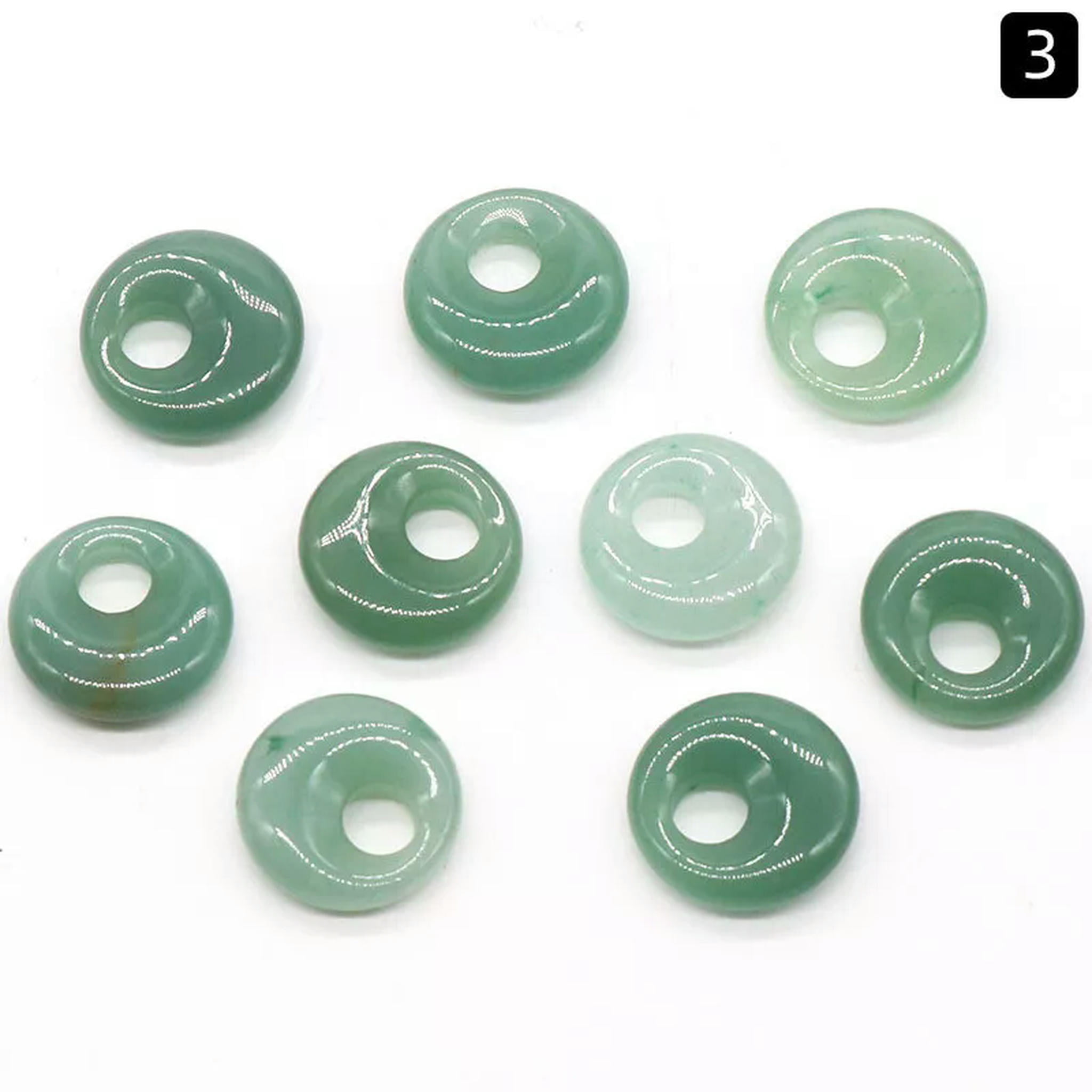 HOOUN 30pcs Mix Stone Natural Ping An Safety Buckle Deviation Round Bead Big Hole