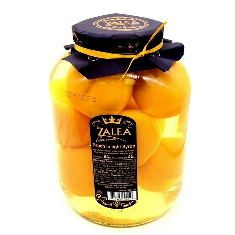 Zalea Gourmet Whole Peaches in Light Syrup, 94 Ounce Jar, Canned