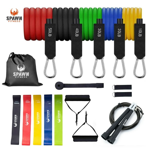 Spawn Fitness Exercise Bands Workout Resistance Set of 16 with Jump
