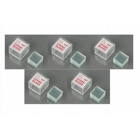 AmScope 5-Pack of 100pc Square Microscope Glass Coverslip Slides 18mmx18mm Glass - 500 Total