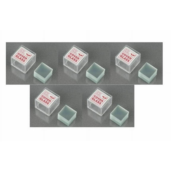AmScope 5-Pack of 100pc Square Microscope Glass Coverslip Slides 18mmx18mm Glass - 500 Total