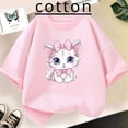 thumbnail image 2 of Camiseta de algodón con estampado de gato o perro para niñas, ropa de verano vintage kawaii, camisetas de manga corta, 2 of 5