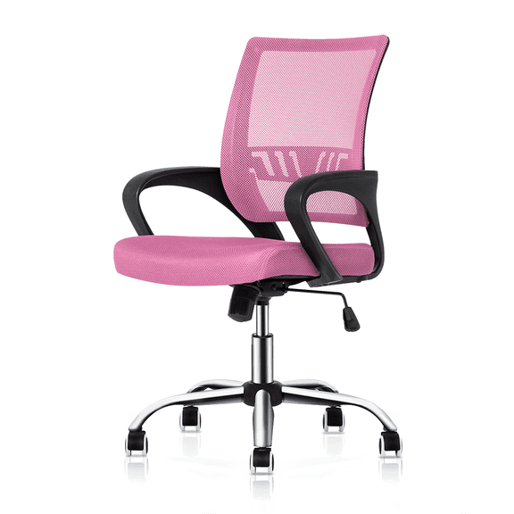 BEZT Office Mesh Chair w/Swivel,Ergonomic Computer Chair,Adjustable Height,Pink
