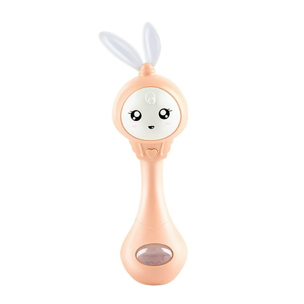 Conejo de bebé de dibujos animados que sacude el juguete ligero de la música naranja Sunnimix Educación Música Sonajero Mordedor