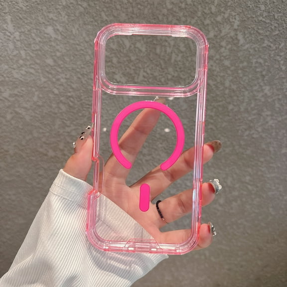 for iPhone 17 Pro Case Clear, Compatible with MagSafe, 3 in 1 Heavy Duty Drop Protection Rugged Shockproof 3-Layer Military Protective Anti-Yellow Anti-Scratch Durable Phone Cover, Clearpink
